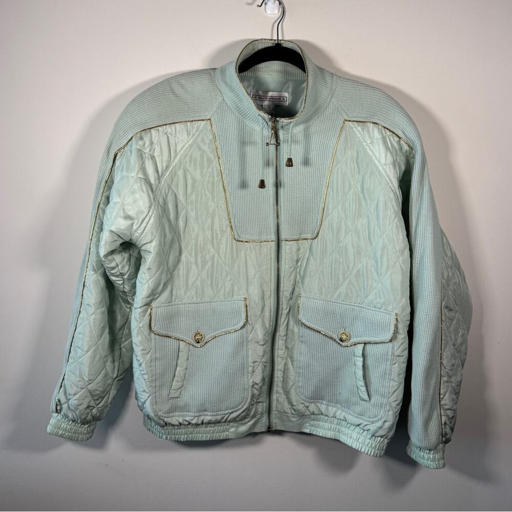 Silk Express Mint Quilted Bomber Jacket size large